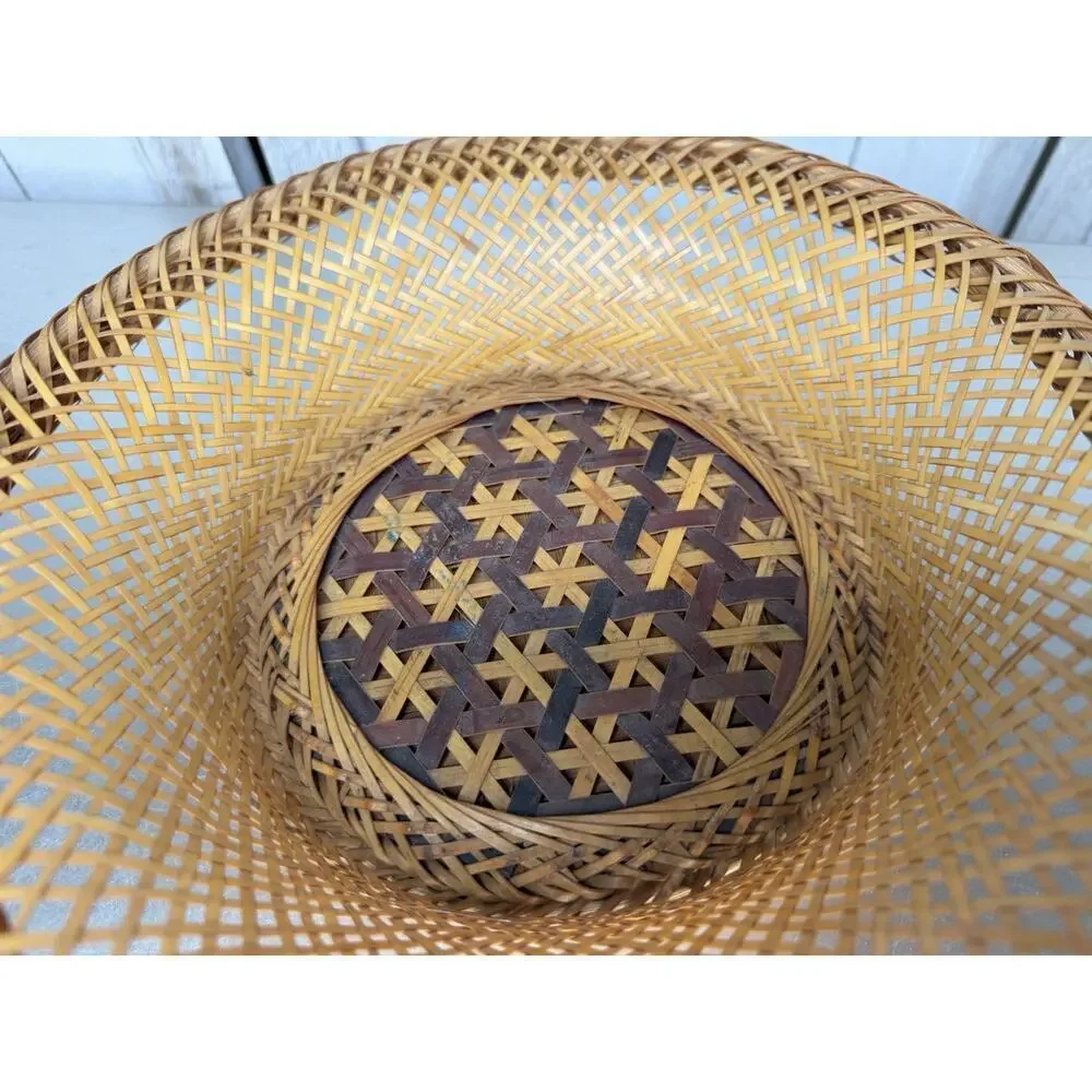 Vintage Rattan Round Decorative Boho Basket Wicker Woven Floral